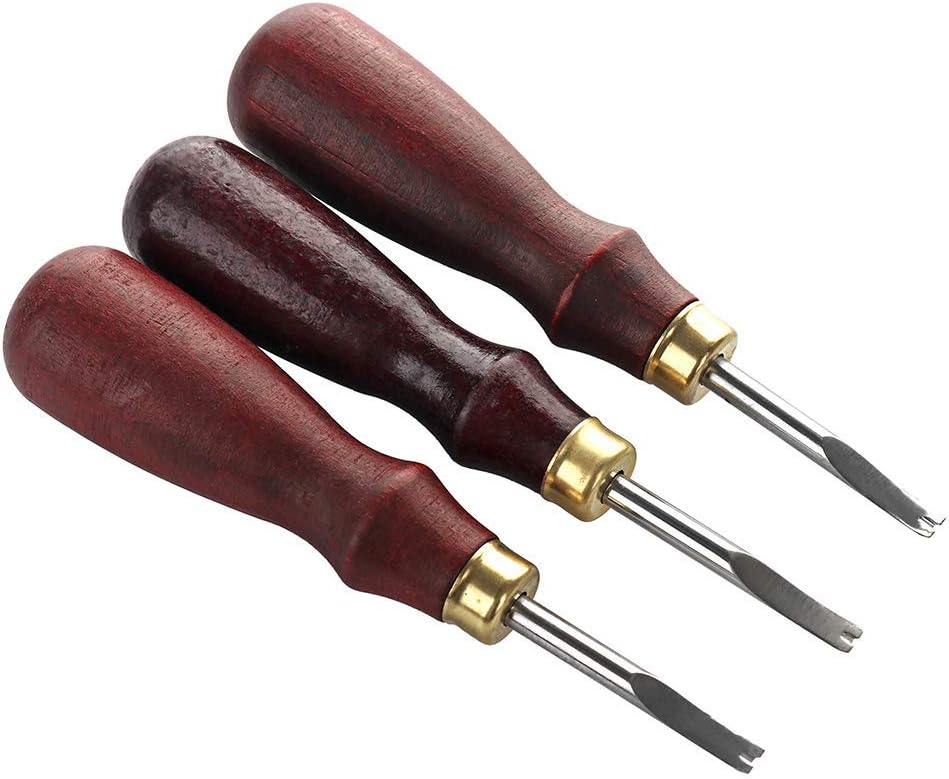 LouisaYork Edge Leather Beveler, 3Pcs Leather Stitching Tool,Leather Stitching Groover Skiving Trimming Edge Leather Tool DIY Leather Tools (1mm/ 1.2 mm/1.5mm)