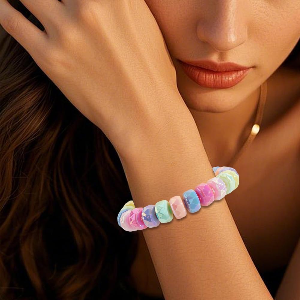 1 Box 100PCS 13.5MM Faceted Rondelle European Large Hole Beads Acrylic UV Plating Iridescent Rainbow Plastic Colorful Spacer Bead for Jewelry Making Bracelets Earrings DIY Craft Supply - Image 6