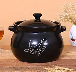 Caçarola de cerâmica para caldo doméstico, panelas de cozimento lento de grés, panela de fogão a gás - Panela de cozinha chinesa de grés, 5,5 L ()