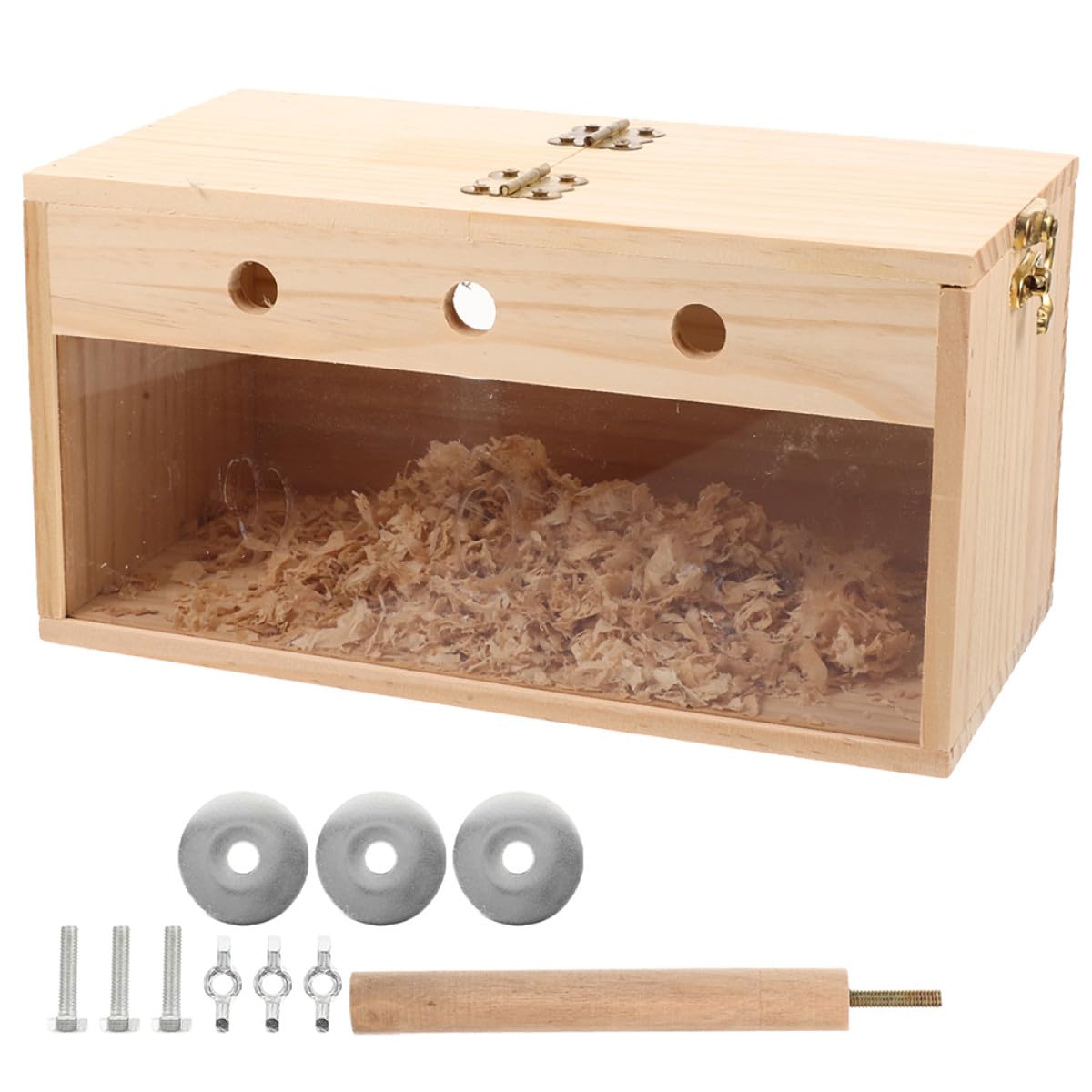 PRETYZOOM Caja Nido para Pájaros Transparente Grande, Madera Segura para Periquitos y Agapornis, Caja de Cría Interior y Exterior, Suministro para Aves, Nido Colgante Práctico y Fácil
