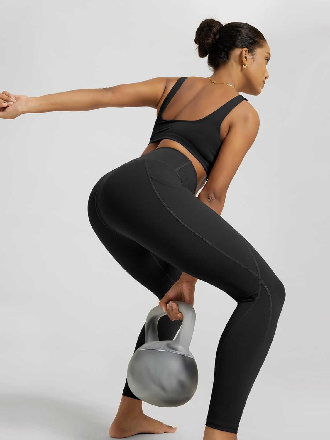 ODODOS Women's High Waisted Yoga Leggings with Pockets, Tummy Control Non See Through Workout Athletic Running Yoga Pants - Image 4