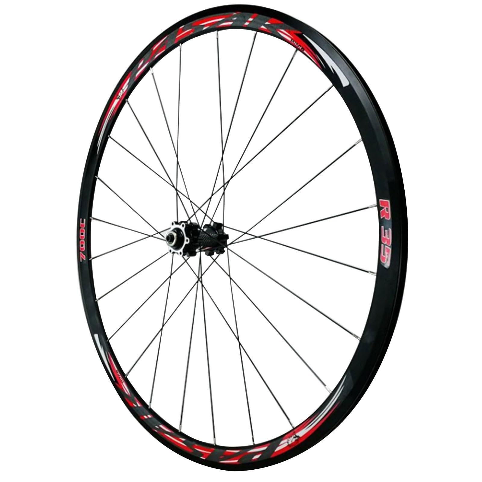 GEIRONV 700C Off Road Bicycle Wheelset, 24 Holes Quick Release 9 * 100MM /10 * 135MM Front 2 Rear 4 Bearings Disc Brake/C/V Brake Alloy Double Wall Rims(Front wheel,Red-700c)