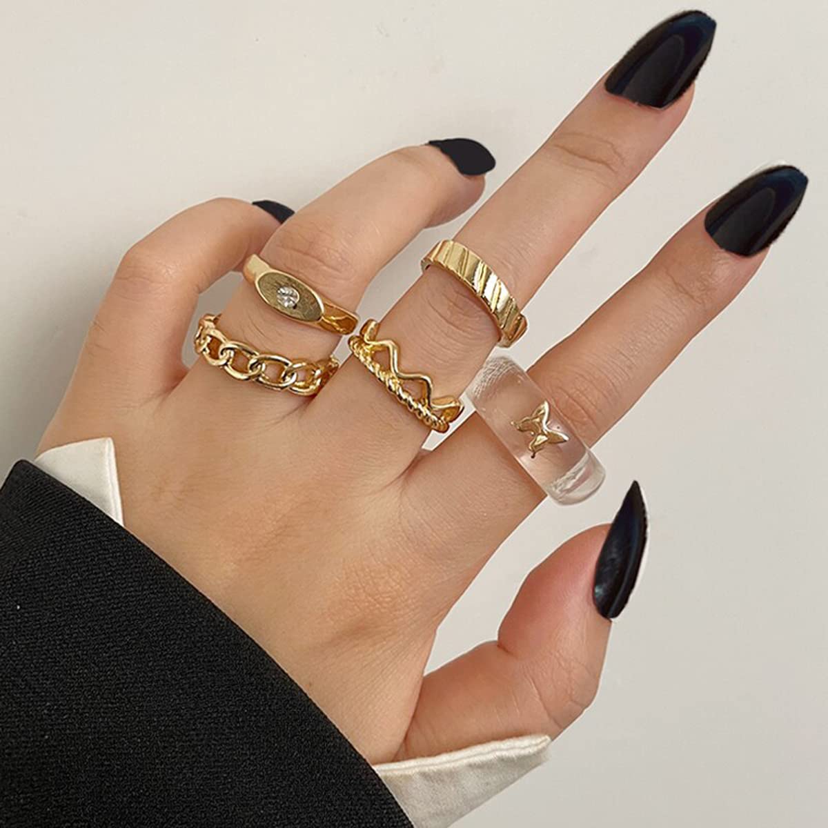 Plated-Toned Rings Set of 5