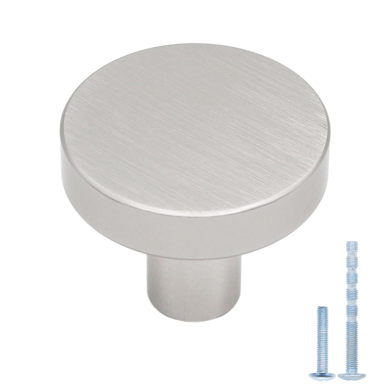 HANIHUA 20 Pack Modern Brushed Nickel Kitchen Cabinet Knobs, Round Drawer Knobs, Easy to Install, 1.16" Diameter x 0.98" Height, 5" x 6" Size, Aluminium, 100% Aluminium Composition — image 1