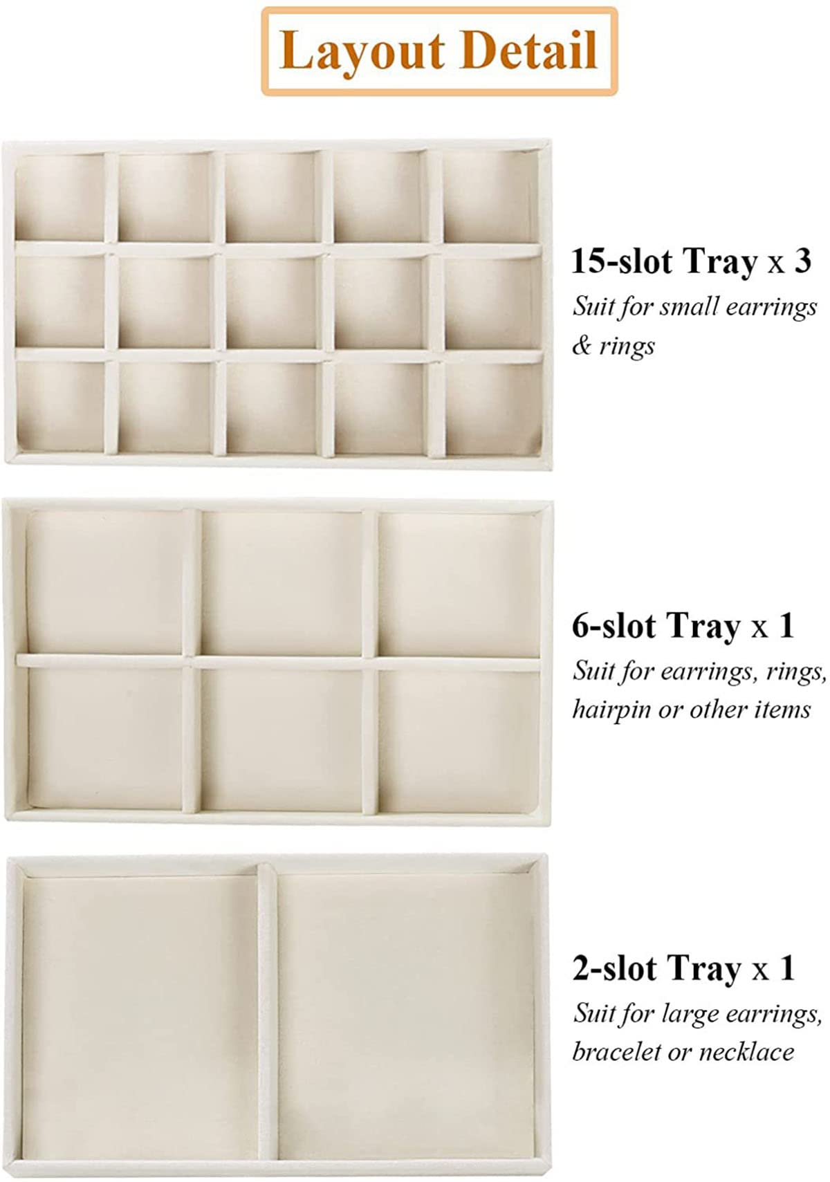 Scatola organizer per gioielli in acrilico con 5 cassetti, 120 griglie