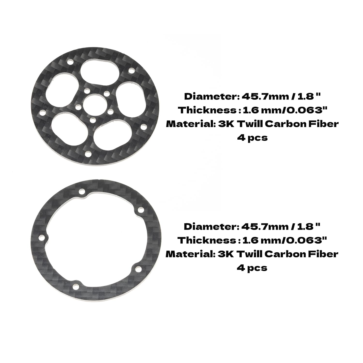 RampCrab 1.8" (46mm) Super Wheels, Carbon fibre Beadlock Wheels, fit fot SCX24, TRX4M, FCX24, FCX24M, CR18P, Style B - Image 2