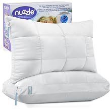 Nuzzle Neck Pillow Adjustable Standard Size Set of 2,Soft Luxury Hotel Feel