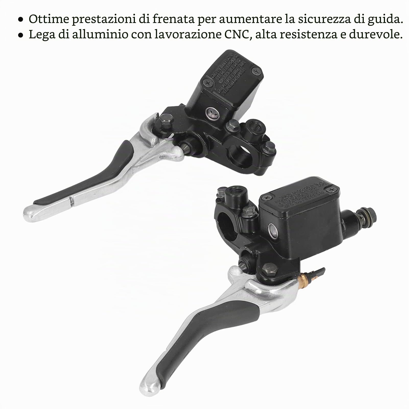Akozon Leva del Freno, Leva del Freno Sinistro Destro del Motociclo con Pompa del Freno in Lega di Alluminio CNC di Ricambio per YQ50 Aerox 1997-2013