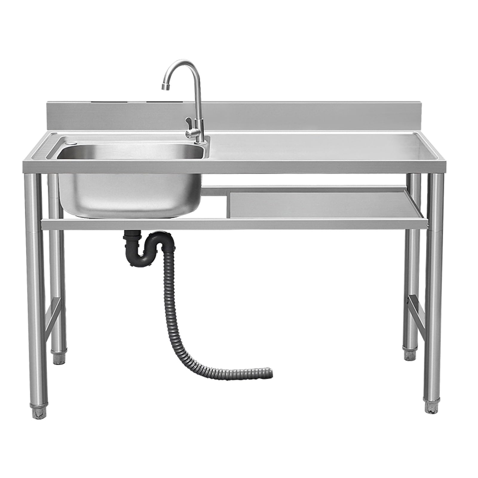 HYSOPSPX Utility Sink Set with Faucet and Workbench, Free Standing for Commercial Kitchen Garage Use