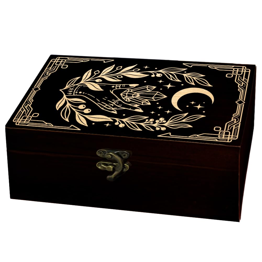 arricraft Crystal Laurel Leaf Rectangle Divination Wood Storage Box — image 1