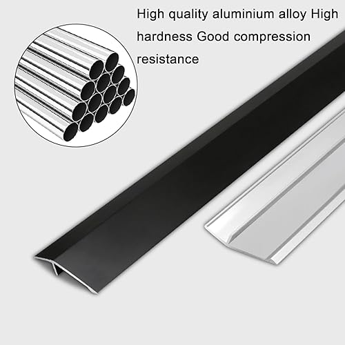 Miniatura 3 de Tira de umbral de transición de piso de aluminio de madera a azulejo, tira de unión de costura de piso, para interiores o exteriores, baño, puertas,