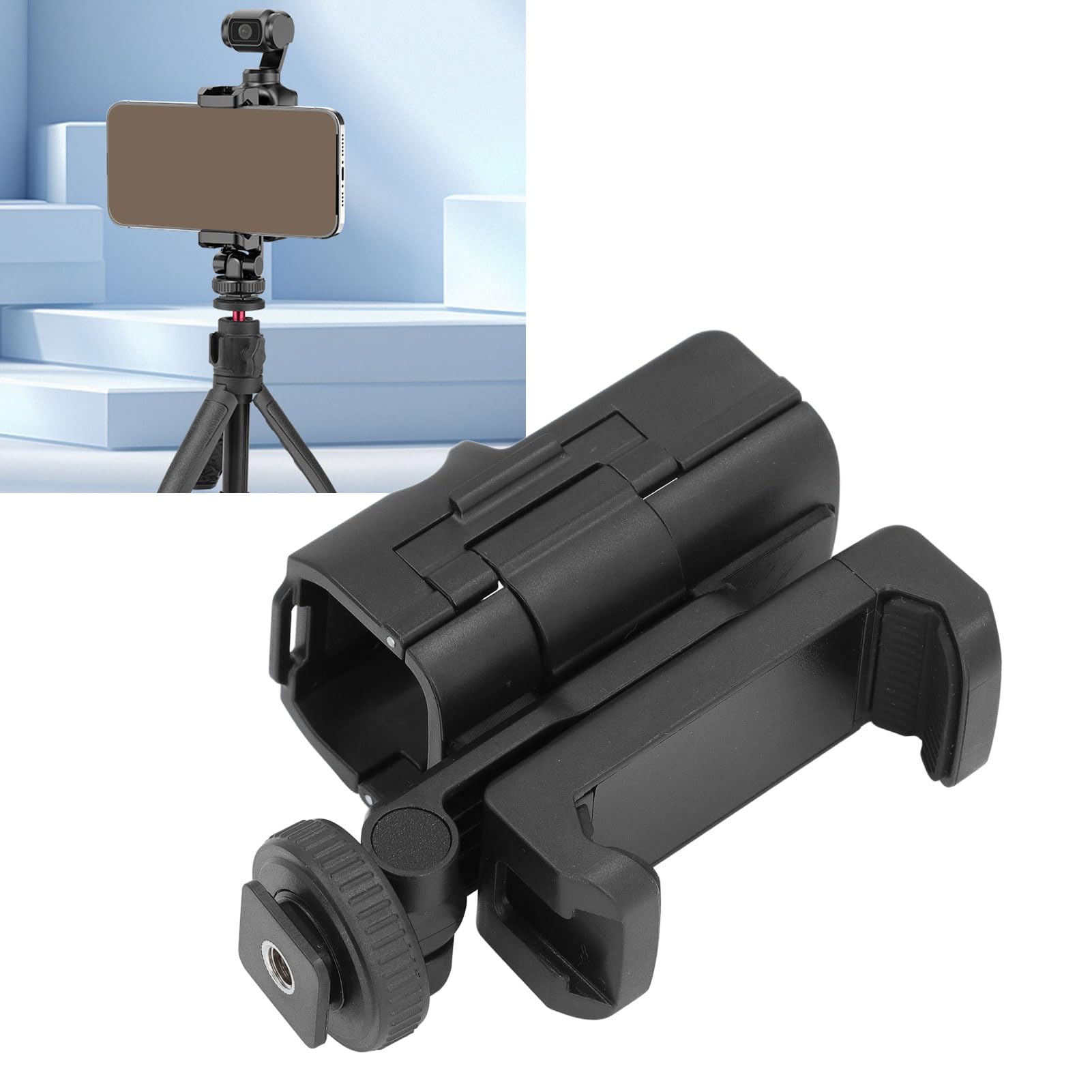 Asixxsix Phone Holder for Osmo Pocket 3, OSMO Pocket 3 Front Phone Mount Accessories with 1/4” Thread Hole Tripod Expansion Mount Extension Adapter, Phone Turn into Teleprompter