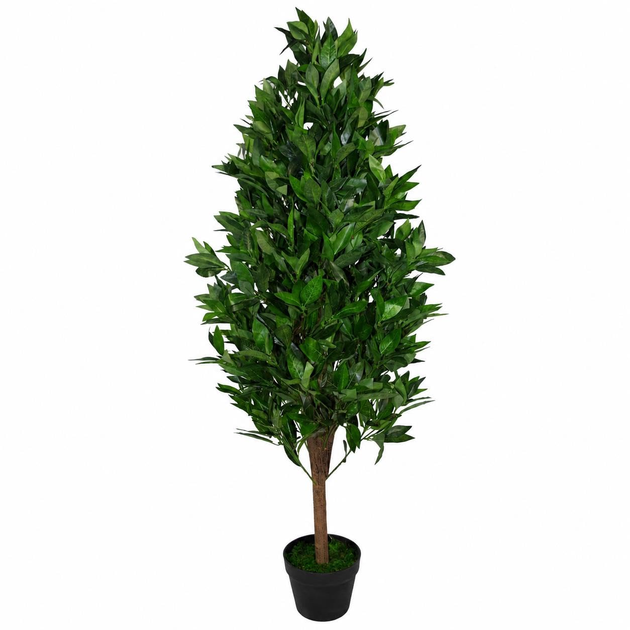 Leaf Design UK 120cm (4ft) Artificial Topiary Bay Tree Pyramid Extra Large Black Plastic Pot, Green Cone