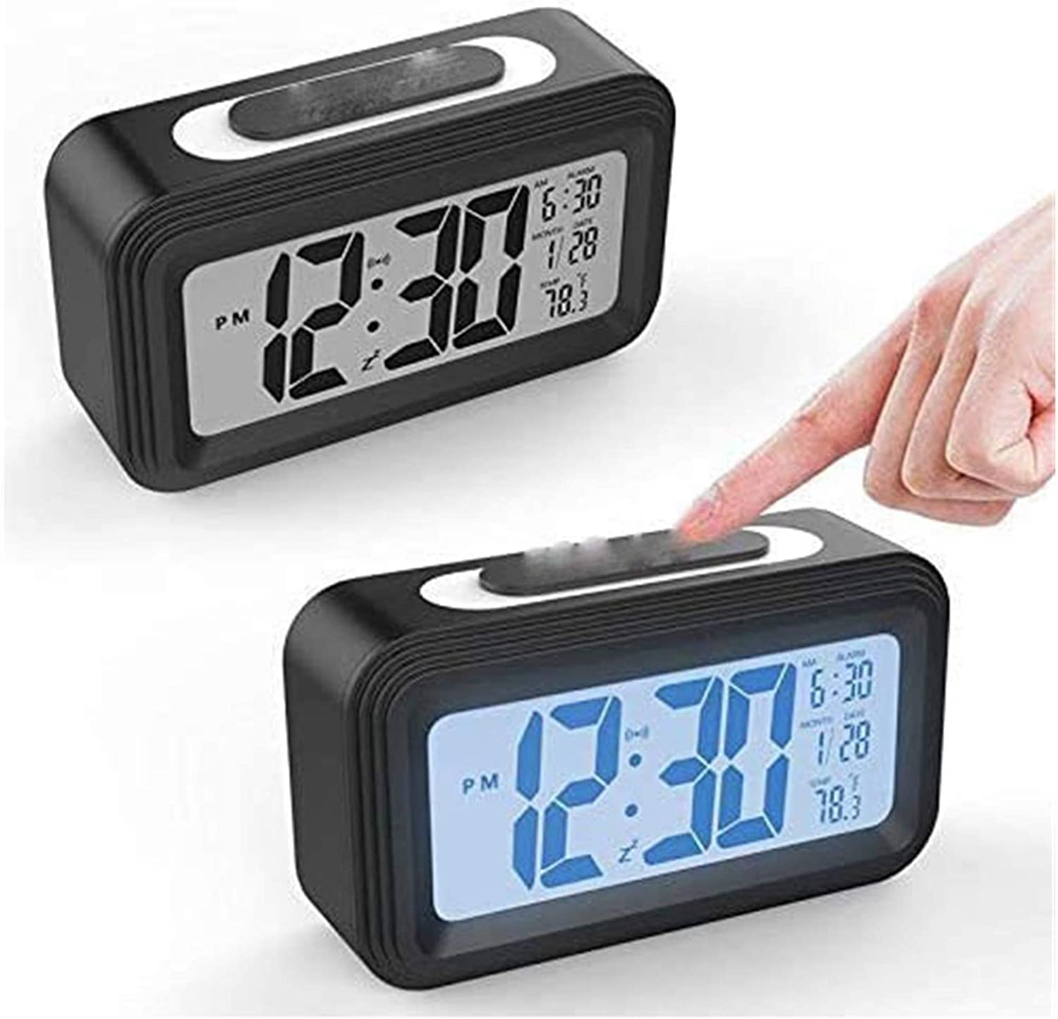 budzik, Inteligentny zegar cyfrowy LED, 12/24h, zasilany bateryjnie