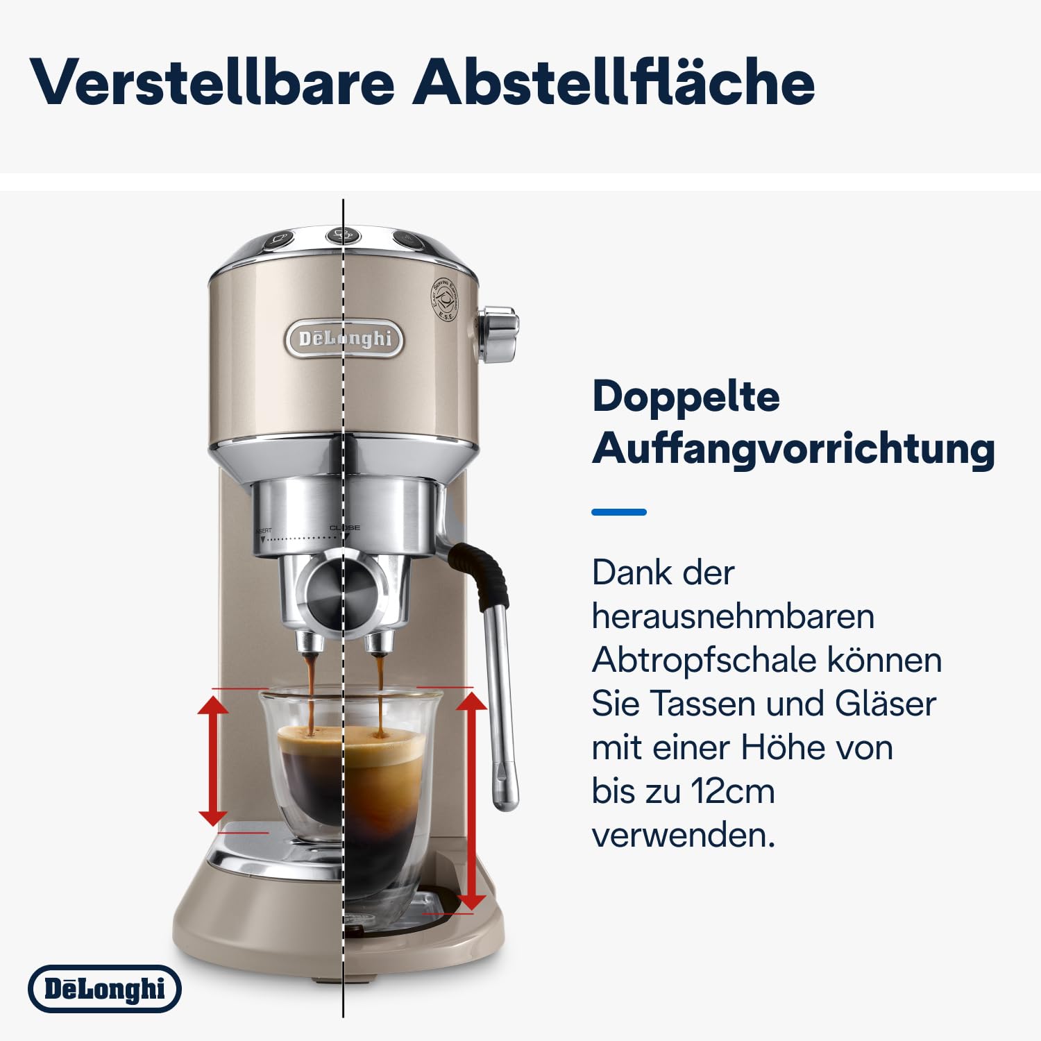 De'Longhi Dedica Arte EC 885.BG Espressomaschine Siebträgermaschine 15 cm 1L Wassertank MyLatteArt Milchschaumdüse Beige