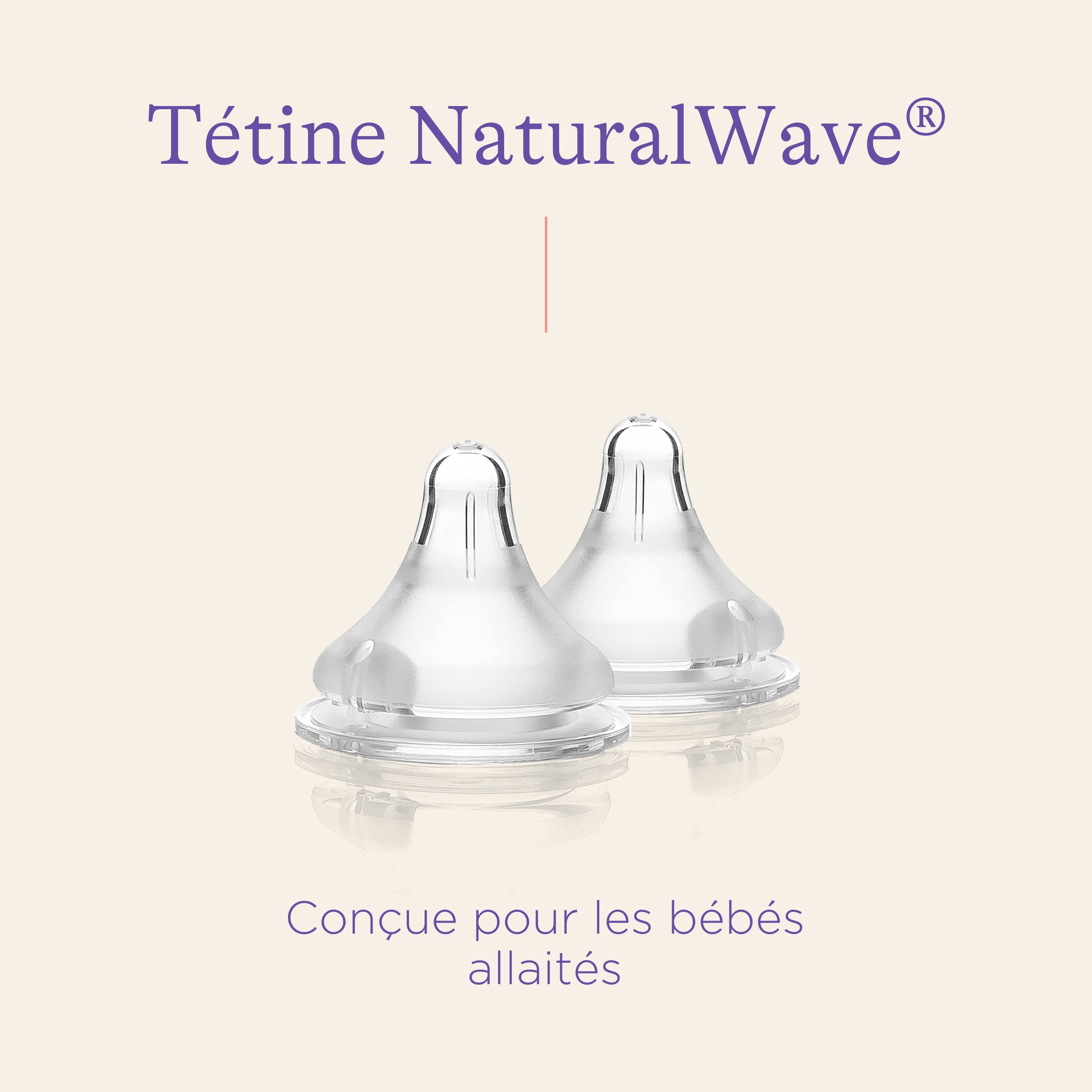 Lansinoh - Tétines NaturalWave Débit Rapide x2 - Silicone Souple - Réduit la Confusion Sein-Tétine - Favorise Succion Naturelle - Compatible Biberons NaturalWave