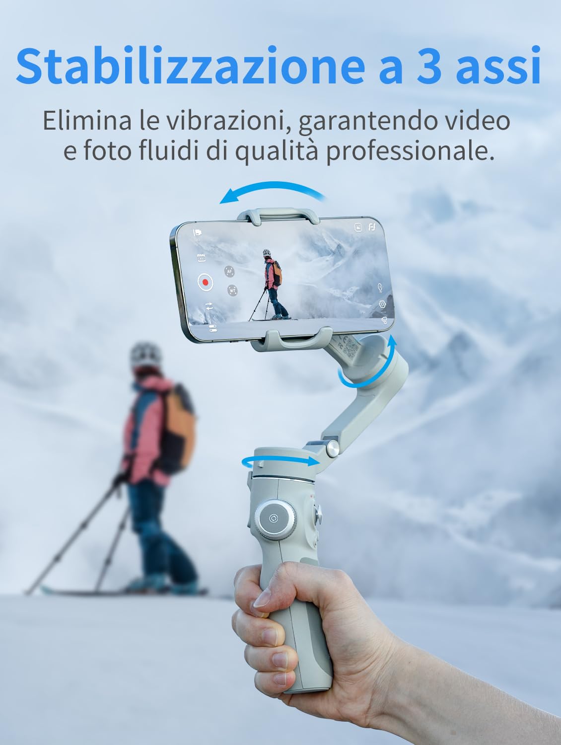 FeiyuTech Vimble 4 [Ufficiale] Stabilizzatore Smartphone,Gimbal phone con 3 Assi, Asta di prolunga da 216mm,Stabilizzatore per iPhone e Android,Treppiede Smartphone per Reels,YouTube,TikTok