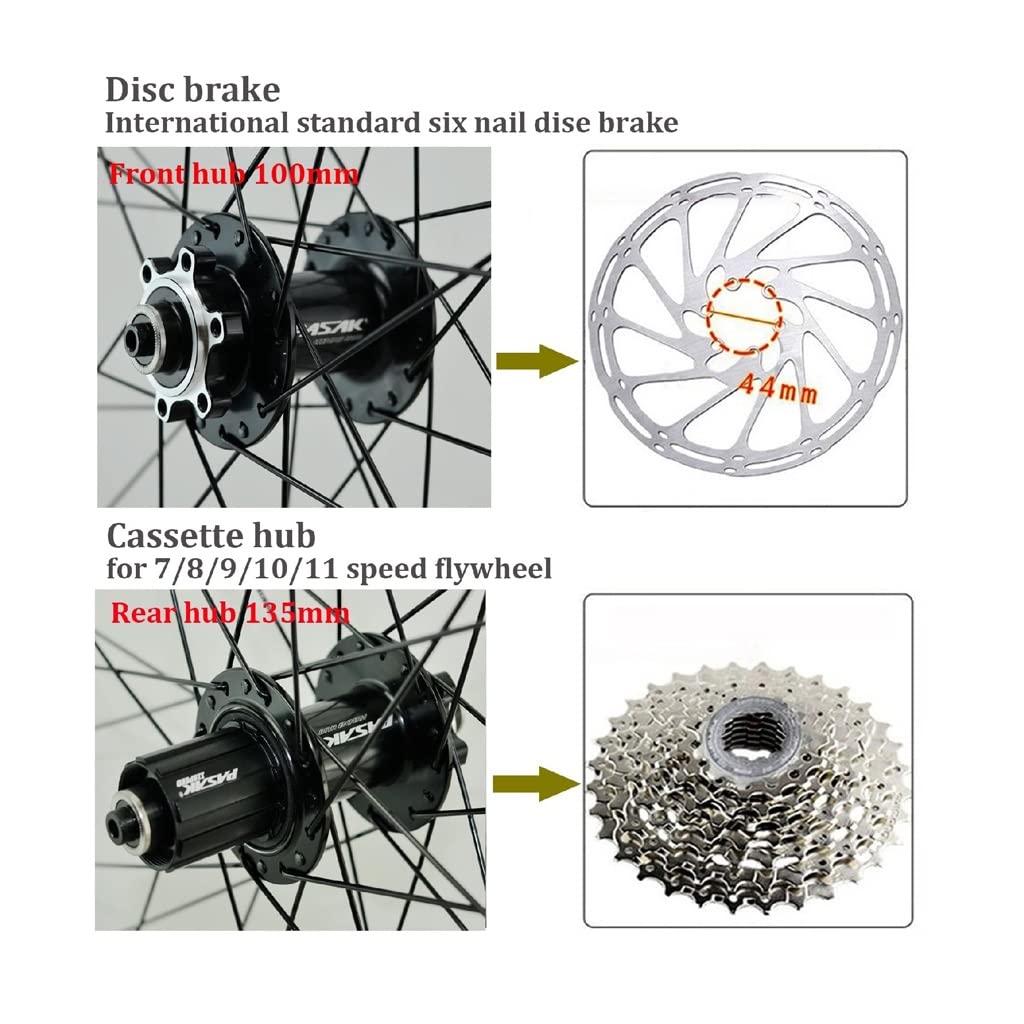 26 27,5 29 Pollici Ruote Bici MTB, Doppio Muro Lega di Alluminio Ibrido/Montagna Cerchio per Bicicletta Freno a Disco 2250g per 7-12 velocità