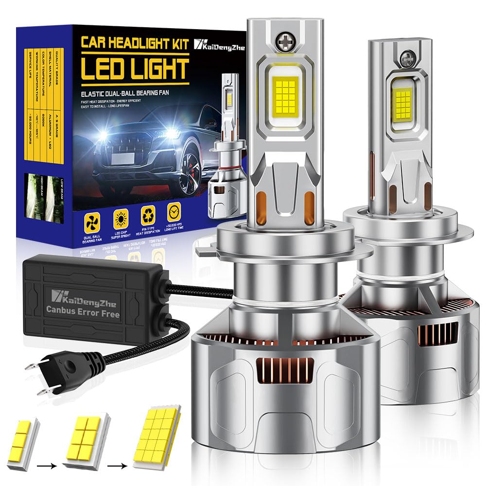 Lampadine per Fari LED H7, H7 LED Lampadina ad Alta Potenza Canbus Senza Errori 260W 40000LM 6500K CSP, Kit Fari più Luminosi del 700% per Abbaglianti e Anabbaglianti per Auto-2PCS