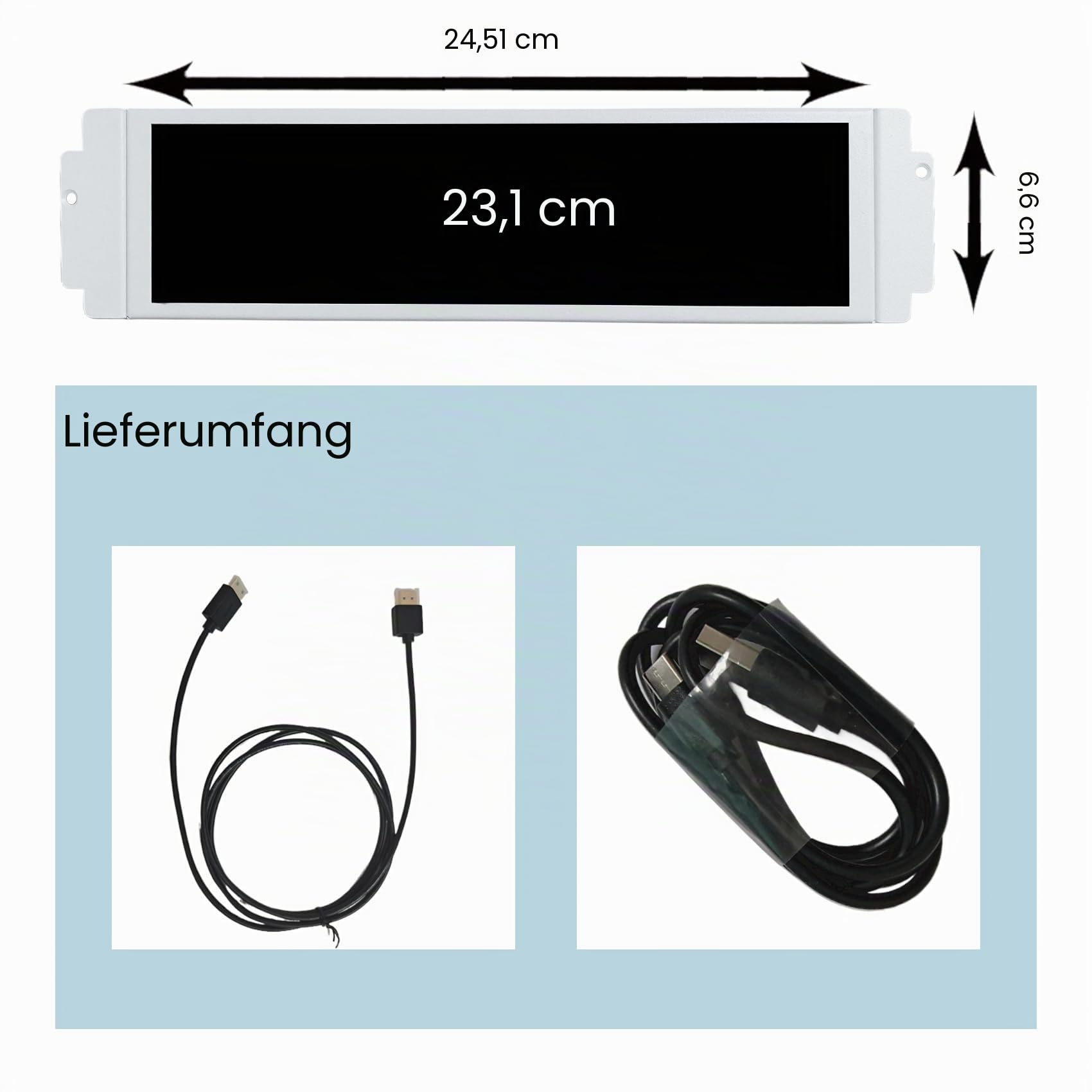 VSDISPLAY 9,1 Zoll IPS LCD Monitor für D32 PC-Gehäuse & Zweitbildschirm | 462x1920 Ultra-Wide-Display, 400 Nits, DIY CPU GPU Temp Monitor