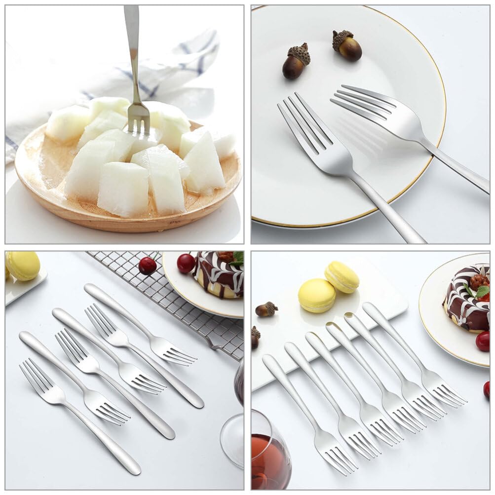 Kichvoe 24 Tenedores De Acero Inoxidable Para Ensalada Tenedores Para Cena Frutas Pasteles Aperitivos Cubiertos Cubiertos Tenedores Para El Hogar Cocina Restaurante