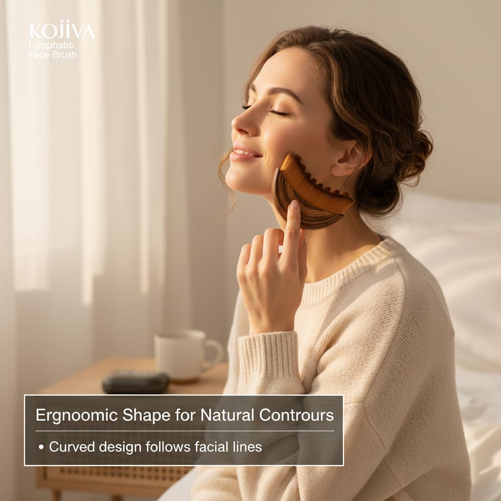 Kojiva Lymphatic Face Brush,Kojiva Face Brush,Dry Soft Organic Reduce Puffiness Improve Skin & Radiance Relieve Fatigue - Ergonomic Design for Daily Skin.(1pc) — view 5