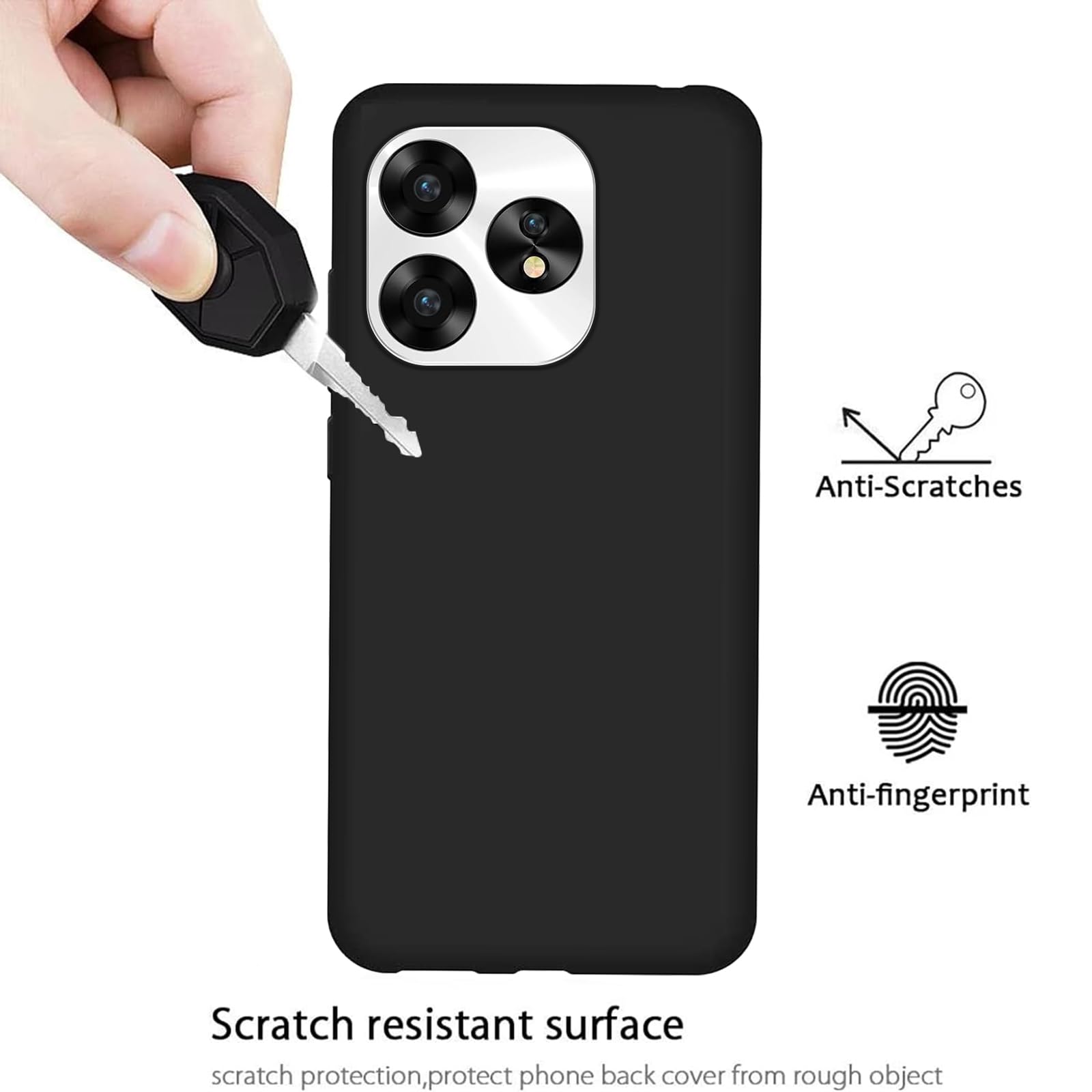 KUSINHOKA Case Compatible with UMIDIGI A15T/A15/A15C + 2 Pack Screen Protector Tempered Glass,Anti Scratch,Drop Protection,Non Slip Soft TPU Thin Full Body Protective Phone Cover,Black - Image 3