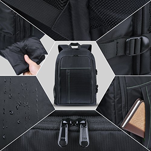 Estarer SLR/DSLR Camera Backpack Waterproof for Nikon Canon Sony Digital Lens GoPro Accessories DJI Mavic Drone 15.6" 15”Laptop w/Rain Cover Photographyer Camera Bag - Thumbnail 5