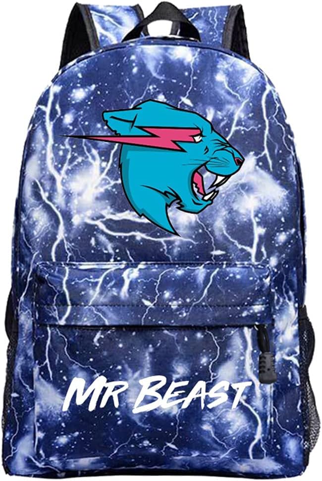 CorlideaMr Beast Lightning Game School Backpack, Unisex Classic Lightweight Backpack Shoulders Bag For Men Women College Schoolbag Travel Bookbag