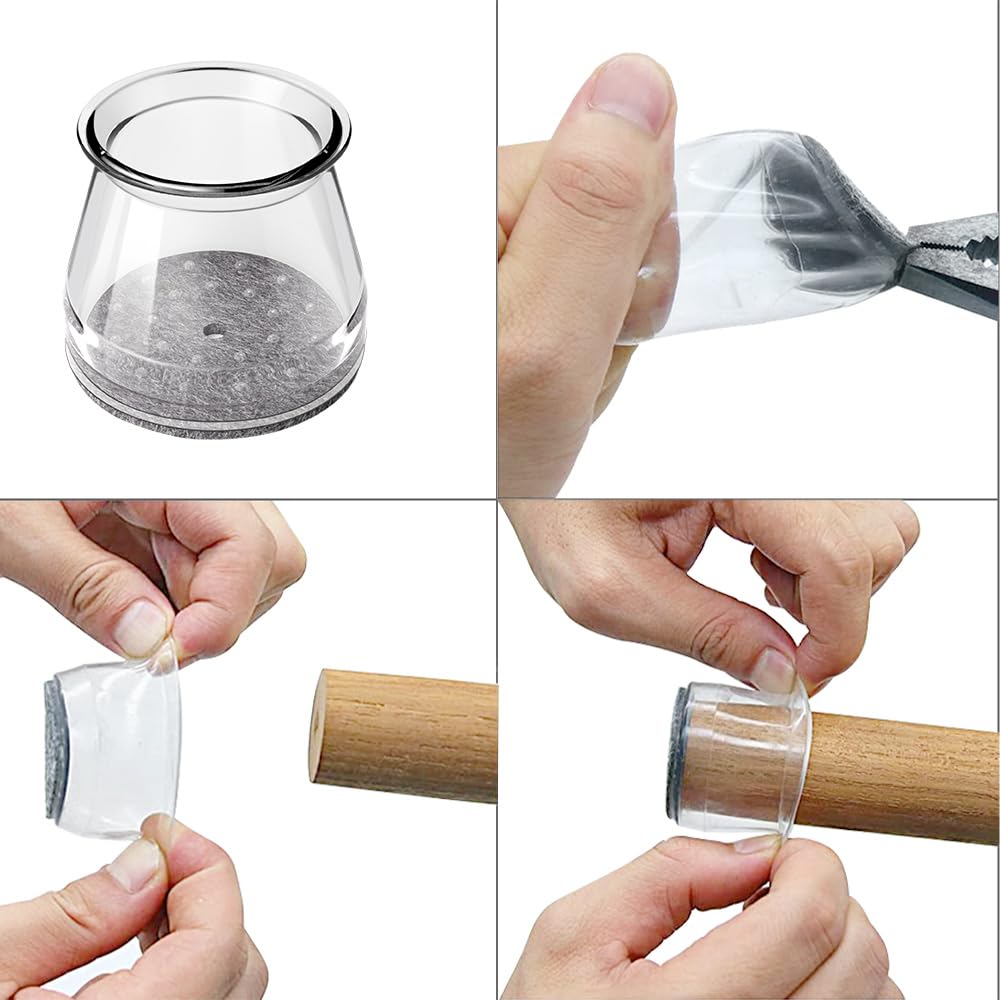 Chaussette Chaise Pour Pieds De Chaise, 24pcs Chaussettes De Chaise Mobilier En Feutre, Patins Antidérapants Pour Convient Aux Pieds De Chaise, Évitez Les Rayures Et Le Bruit, Noir