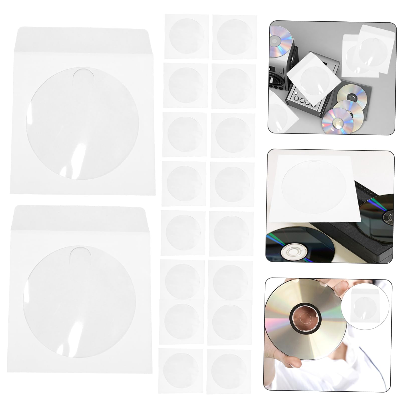 SHINEOFI 100 pièces Enveloppes Papier Résistant pour CD DVD Rangement Protection Rayures Humidité Maison Bureau