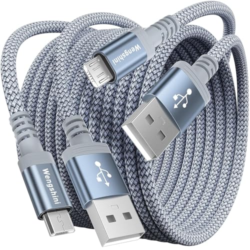 Wengshini Micro USB Cable 3M 2Pack Long Android Charger Cable Micro Charging Cable Braided for Samsung S7/S6/S5/J7 Edge Note 5 PS4 Controller Kindle Fire Xbox One S/X Controller HTC etc