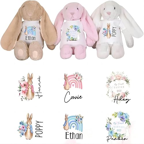 shiguangji Conejos de animales bordados, conejitos de felpa que se pueden nombrar con nombres personalizables, regalos de Pascua de ancianos o