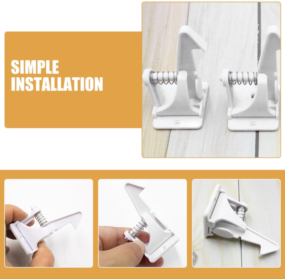 OUNONA Childproof Cabinet Locks with Simple Installation 16pcs for Safety Sturdy Abs Material Keeps Babies Away from Hazards, White Color Suitable for Dressers and Drawers