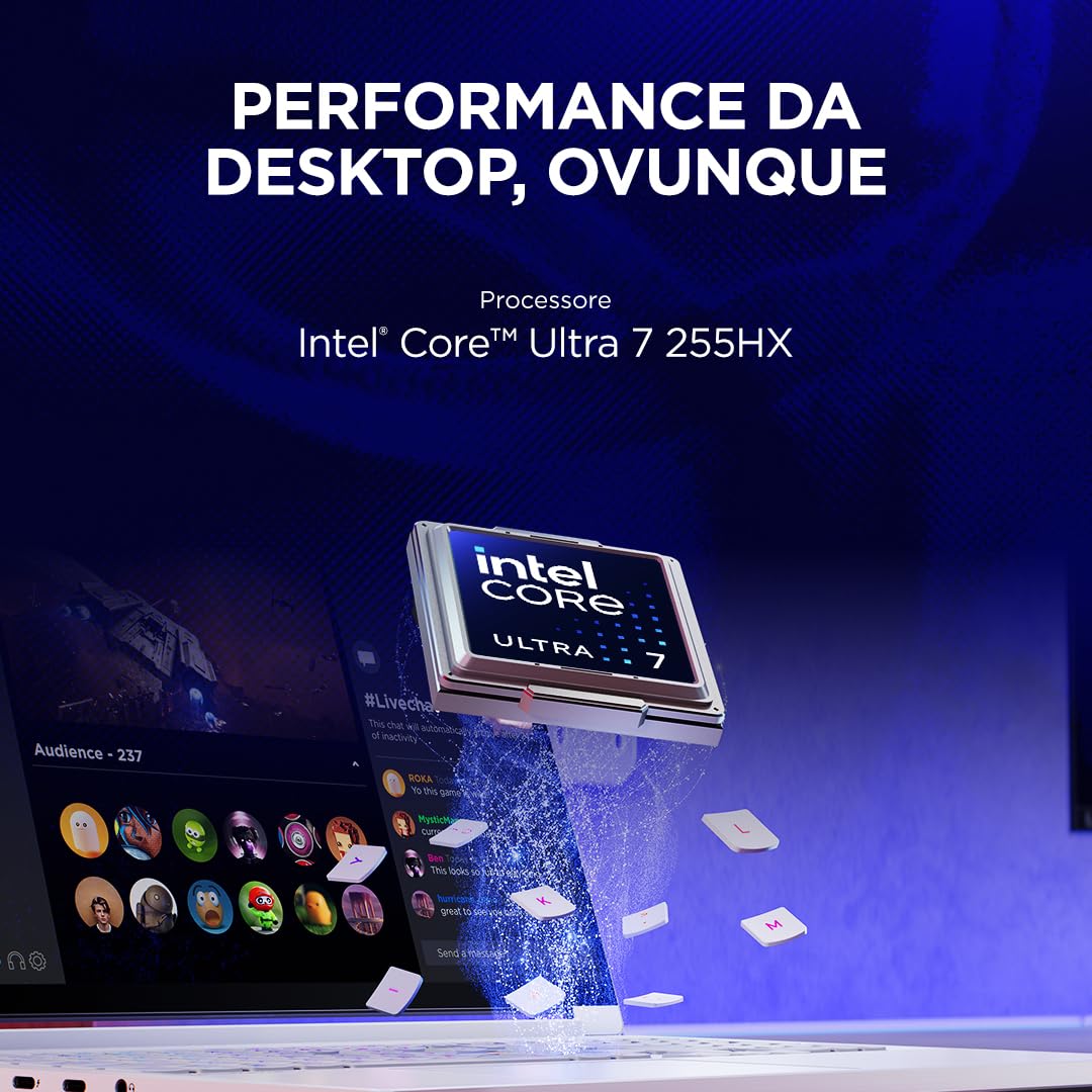 Lenovo Legion 7 Gaming Laptop - Display OLED WQXGA 16" 240Hz, Nvidia GeForce RTX 5060 8GB, Intel Core Ultra 7 255HX, RAM 32GB, SSD 1T, Windows 11 Home, Tastiera RGB italiana - Glacier White