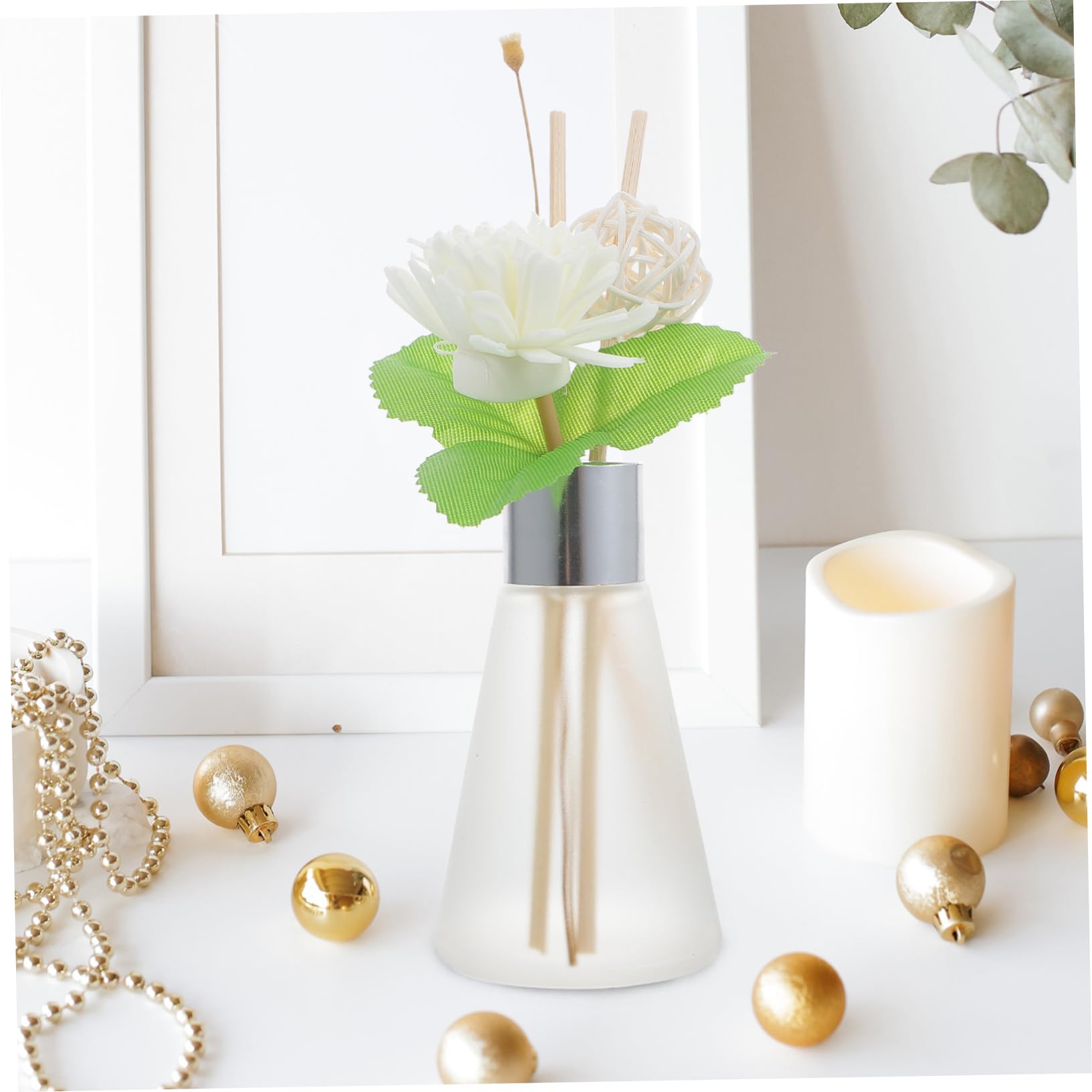 BESTYASH 3 Stück Aroma Diffusor Flasche aus Klarglas mit Getrockneten Blumen Dekorative Duftflasche für Aromatherapie für Raumduft