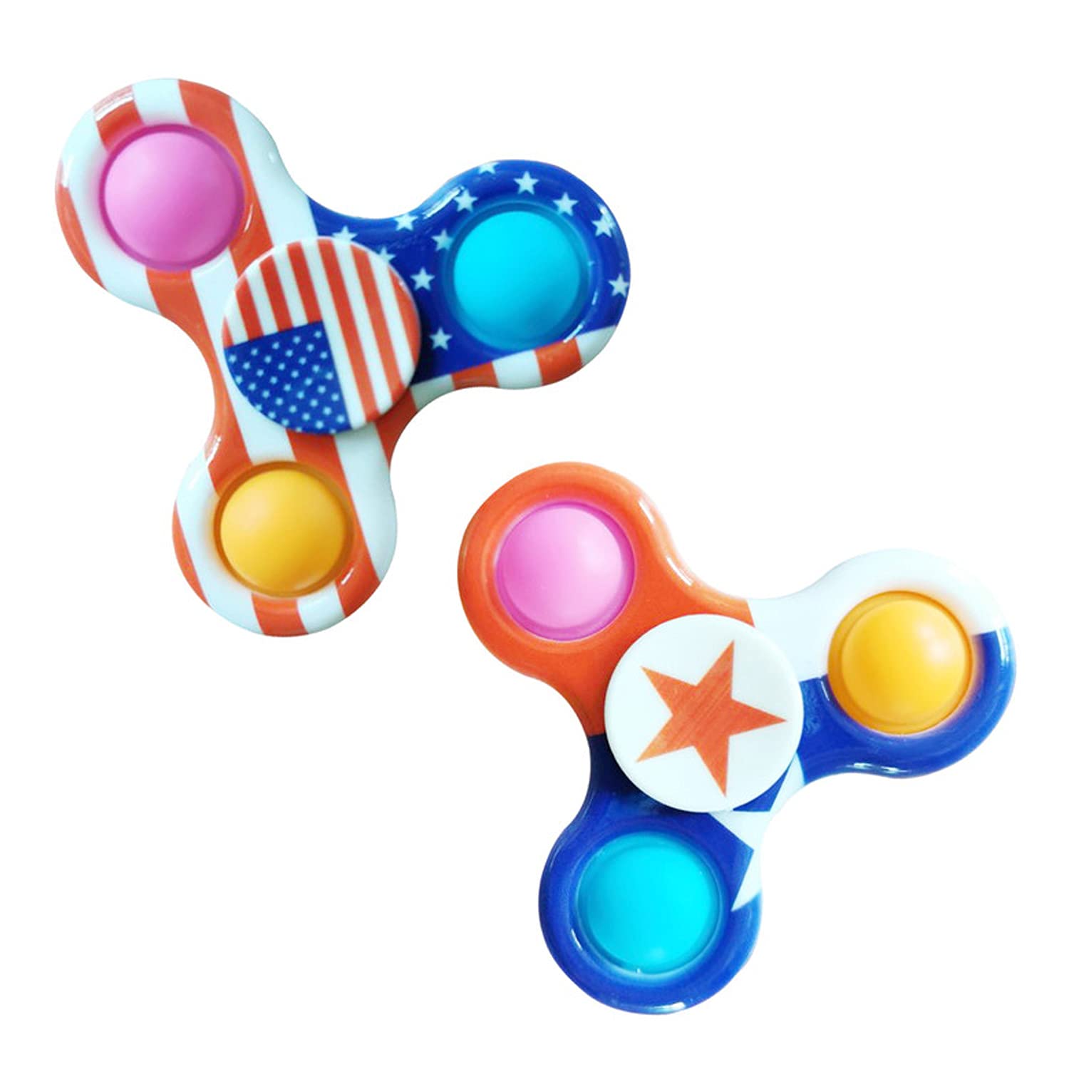 (2 Pcs) Pops Fidget Spinner Rotatable Fidget Toy, Simple Dimple Pop Stress Relief Anti-Anxiety Autism Hand Toys for Adult,Push It Bubble Handheld Mini Fidget Toy