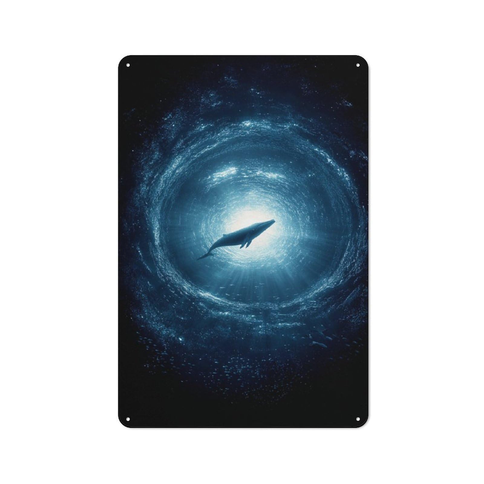 Junmoney Whale In Cosmic Spiral-2 Tin Wall Plaque 30X20cm With For Hobby Room Or Studio, For Updating Hobby Room And Studio After Moving
