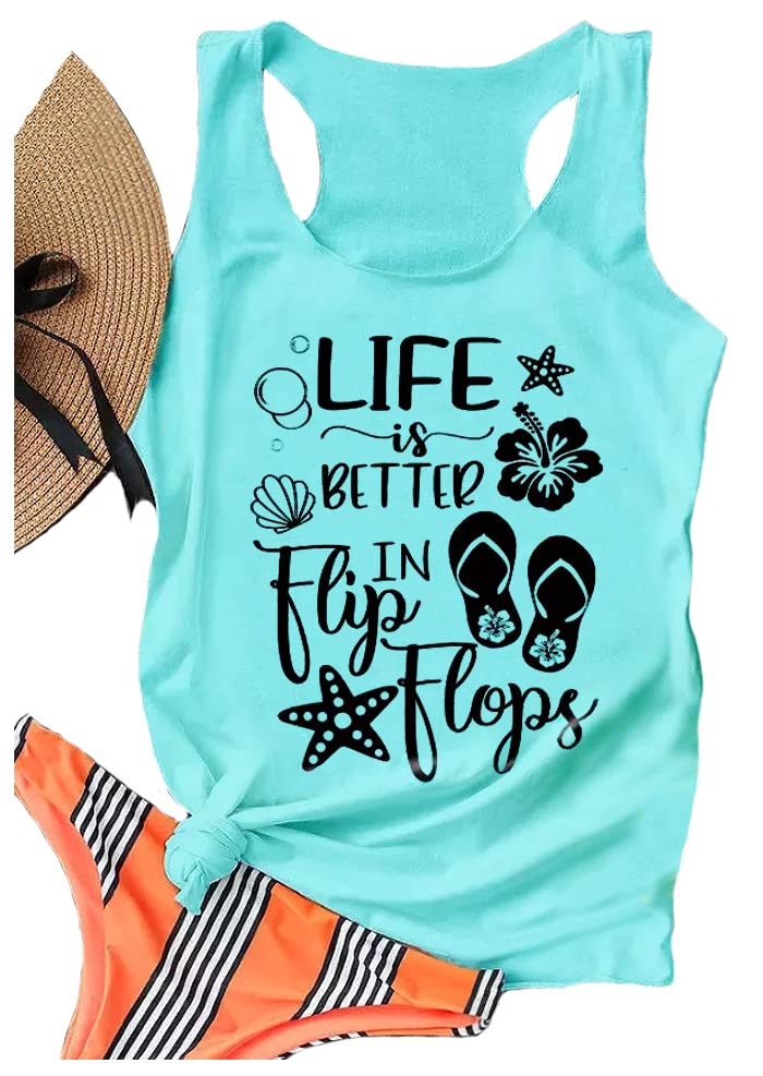 GREFLYINGGraphic Tees for Women Summer Tank Tops Vacation Outfits for Women Country Concert Tops Summer Racer Back Tank Tops