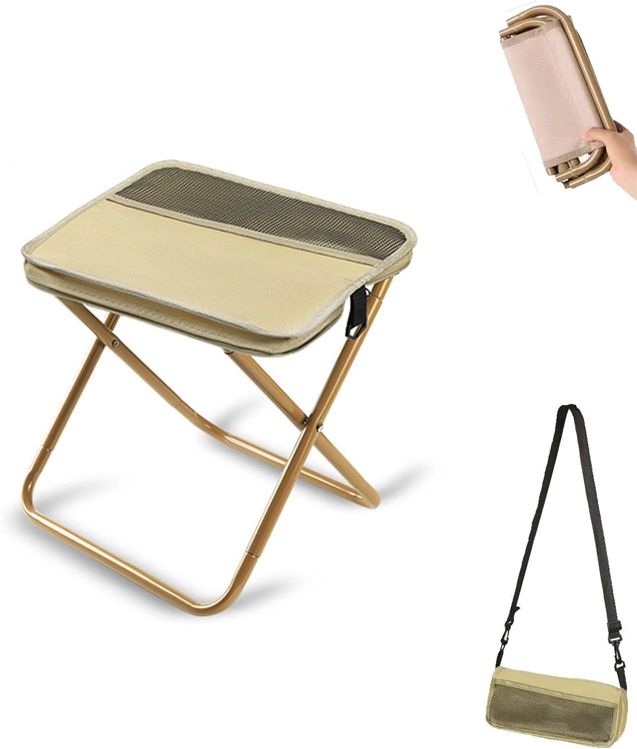 Tabouret pliable pour sac à dos, mini tabouret pliable portable pour camping, pêche, voyage, pique-nique, supporte jusqu'à 120 kg avec sac de transport