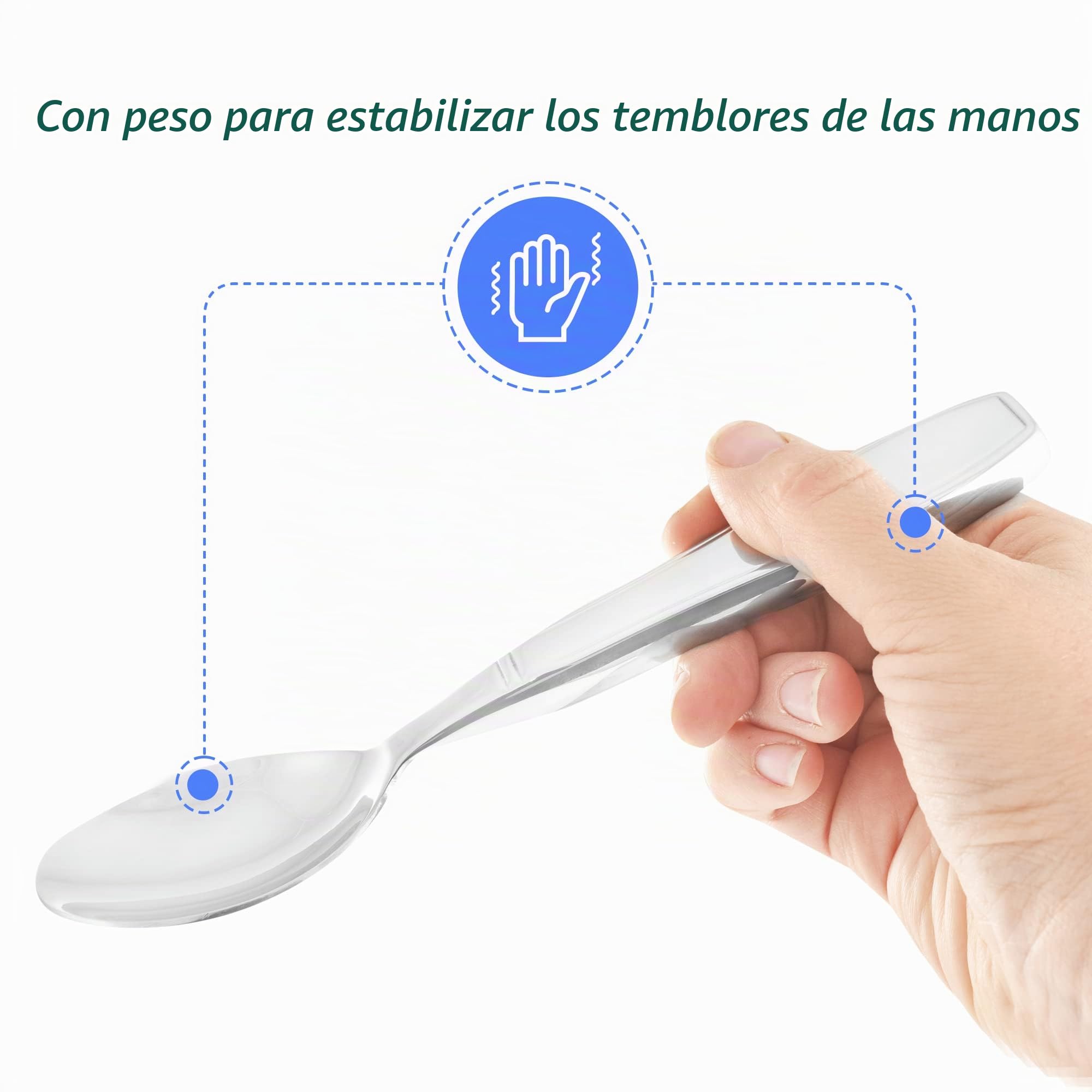Celley - Juego de utensilios de alimentación con peso de 7 onzas de acero inoxidable para pacientes con temblores y parkinsons