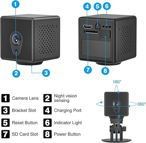 Miniatura 8 de Cámara de seguridad para interiores 4K inalámbrica WiFi Mini Home HD Cámara pequeña para exteriores Cámara de niñera Cámara portátil de seguridad
