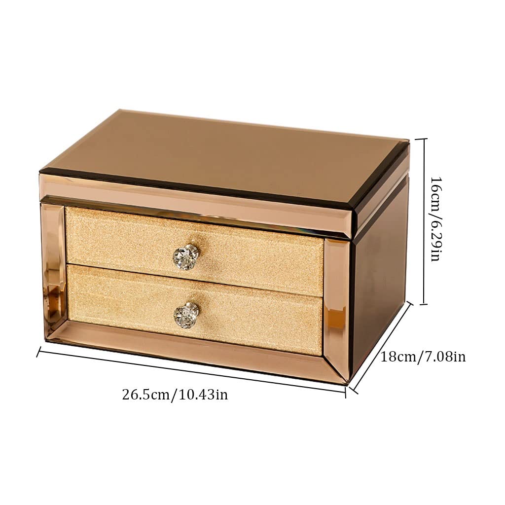 Schmucketui Schmuckschatulle Schmuckdisplay Aufbewahrung Schmuckschatulle 2-lagiger Schmuck-Organizer mit Schubladen, Elegante große Schmuckschatullen für Frauen und Mädchen als Geschenk,
