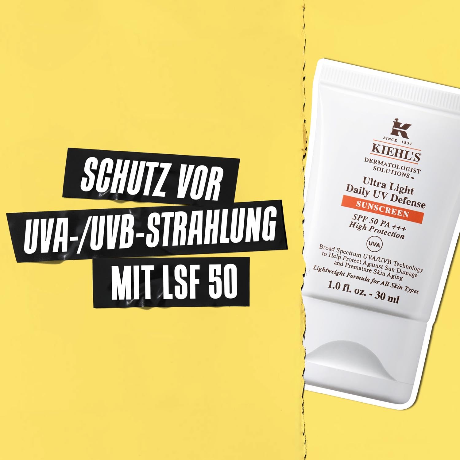 KIEHL'S Ultra Light Daily UV Defense SPF 50, hochwirksame Anti-Aging-Gesichtspflege mit LSF 50, Gesichtslotion mit hohem Lichtschutzfaktor, für langanhaltend jugendliche Haut