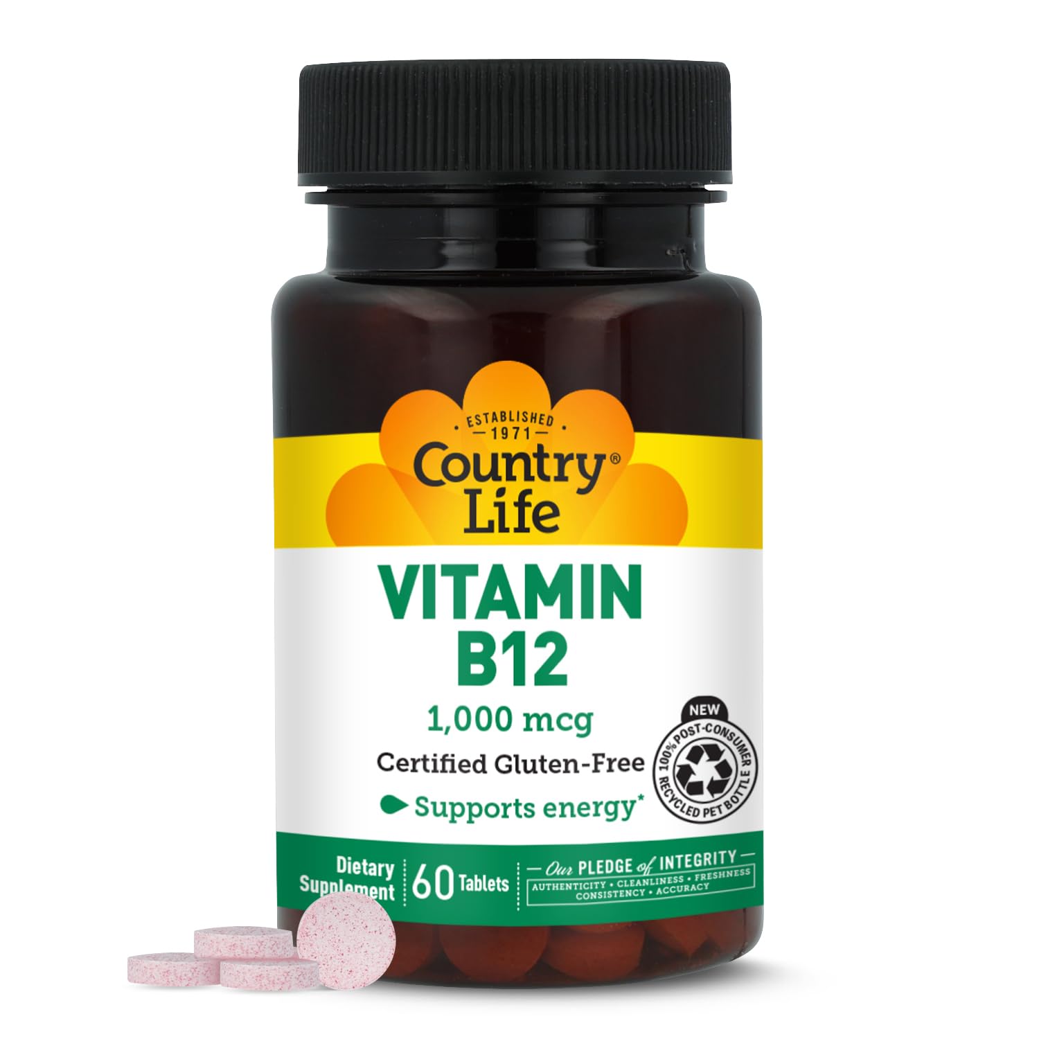 Country Life Vitamin B12,1000mcg,60 Tablets