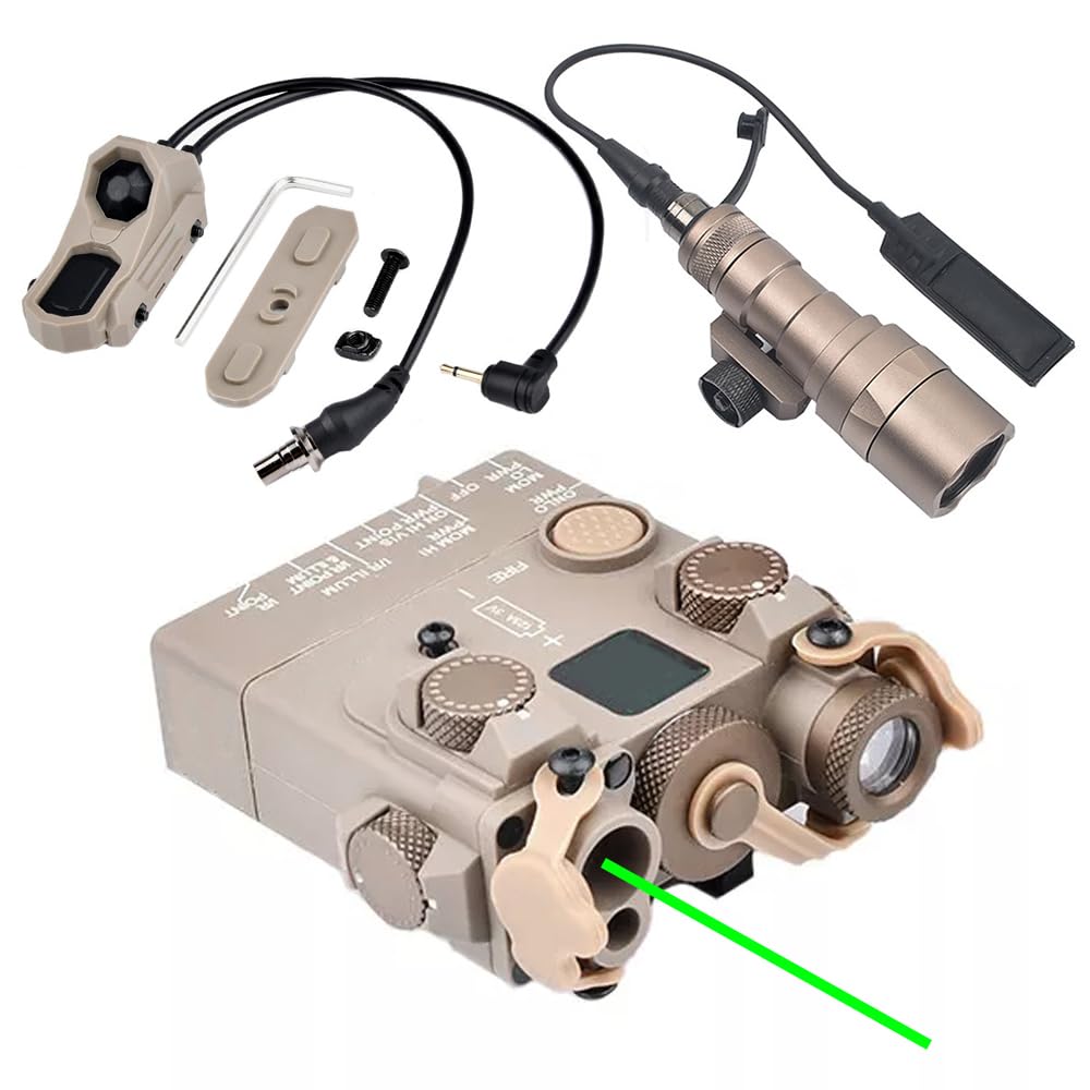 Nylon DL-A2 Aiming Laser Sight Box(with Infrared IR Laser + Flashlight & Mount+Green Laser),&M300C Strong LED White Flashlight,&an Modular Dual Wire Remote Pressure Switch(SF+2.5 Plug) Set,DE