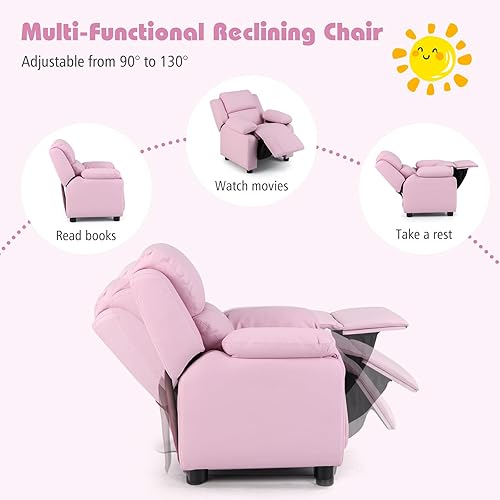 Miniatura 4 de Costzon Silla reclinable de cuero con reposapiés, reposabrazos, reposacabezas y soporte lumbar, silla ergonómica para sala de estar y juegos, sofá