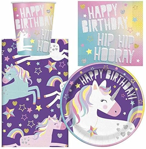 Unicorn Birthday Party Tableware Pack for 8