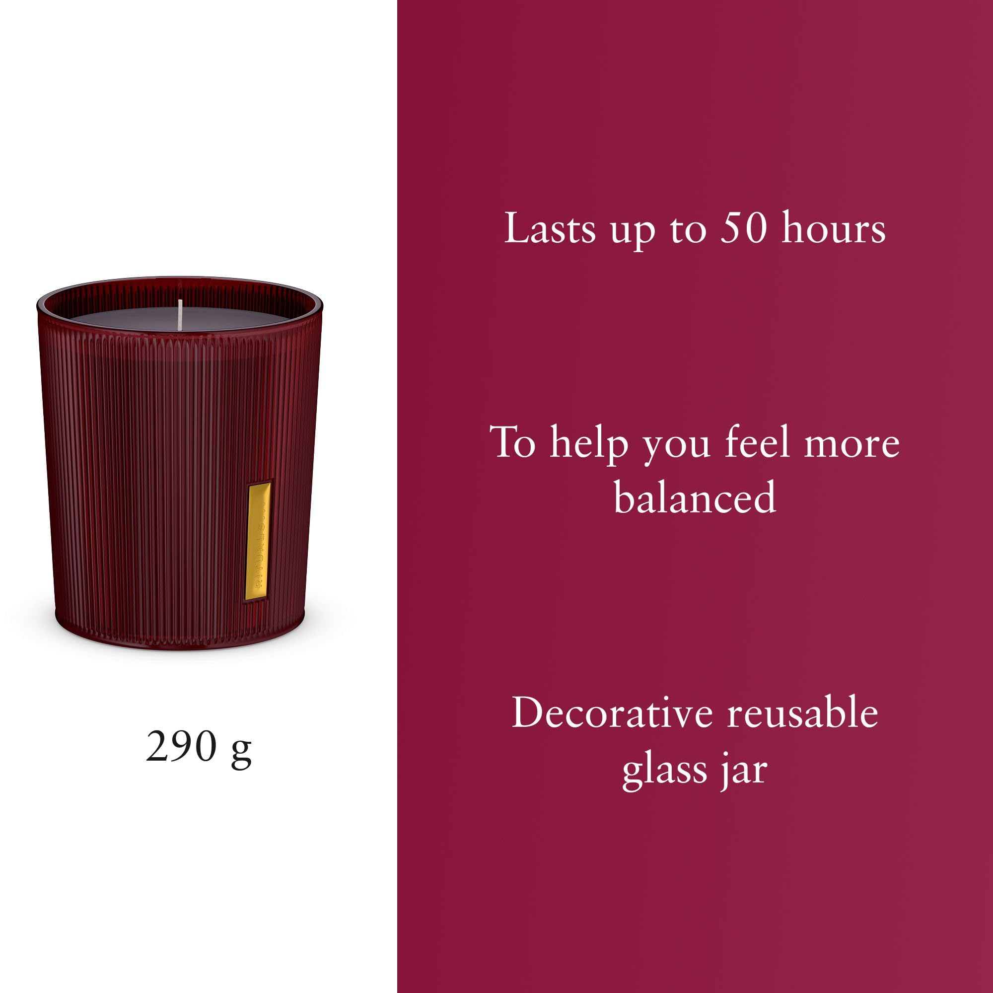RITUALS Candela Profumata di The Ritual of Ayurveda – con Rosa Indica e Olio di Mandorla Dolce – Fino a 50 ore di combustione – 1 x 290g