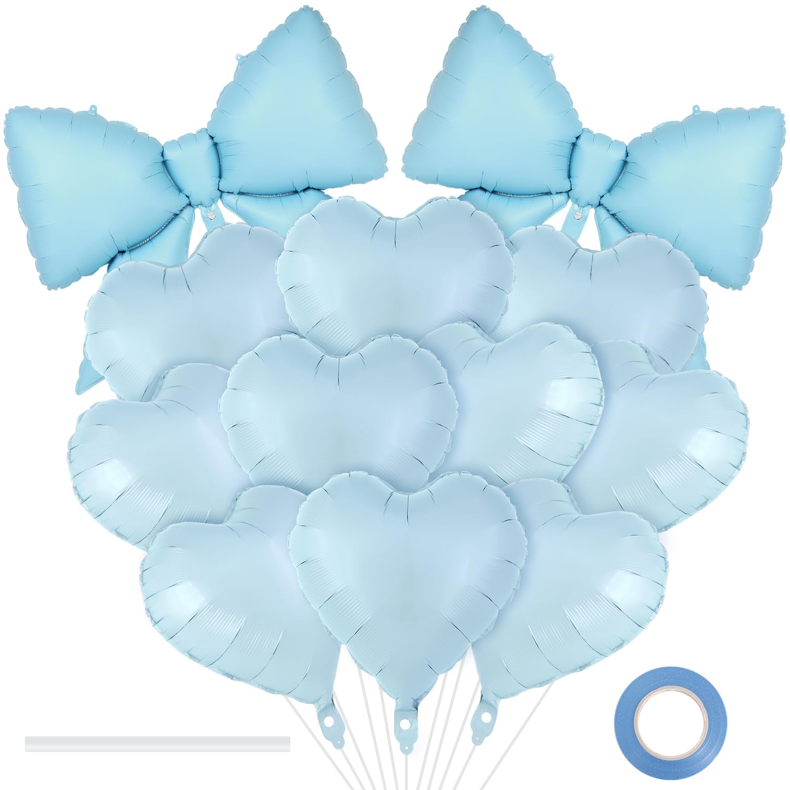 12 Pcs 18 Inch Heart Balloons and 38 Inch Bow Balloons, Large Foil Bow Heart Balloon Bow Party Decorations for Birthday Baby Shower Valentines Wedding Party